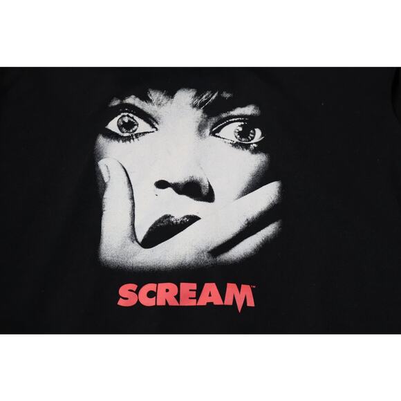 Scream Sweatshirt Womens Medium Black Plaid Layered Collared Horror Graphic - Picture 3 of 7
